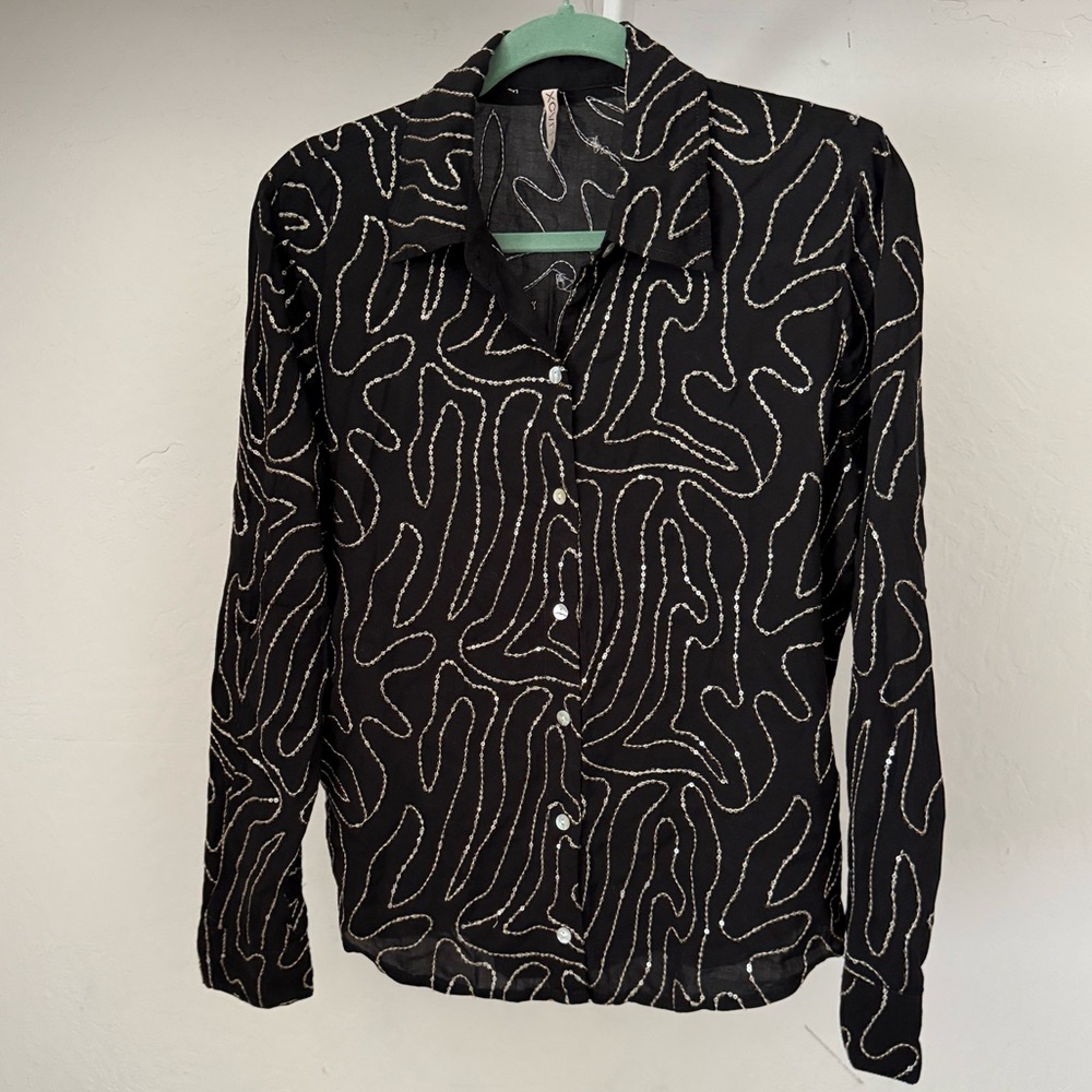 Bundle 3 for 50% off XCVI Black Sequined Fluid Rayon Blouse